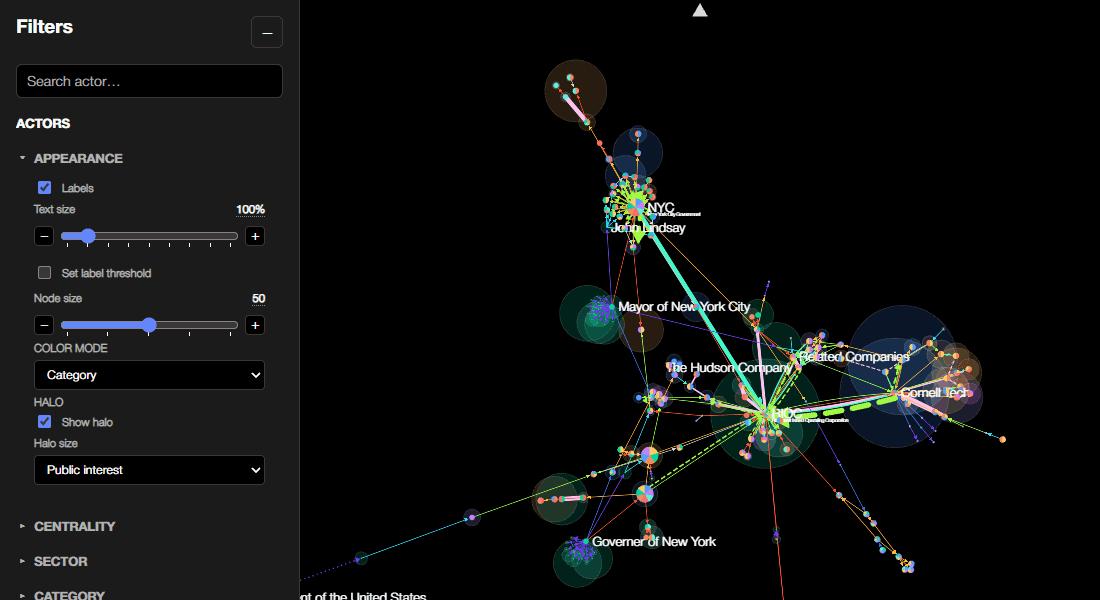 Animation: changing the colour mode, resizing nodes and turning the halo off.