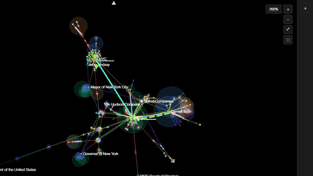 Animation: hovering over actors, clicking one to open its details, then clicking empty space to clear the selection.